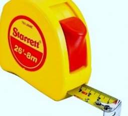 KTS1-26ME-N Starrett 1" x 26'/8m English/Metric Pocket Tape, Graduated in 1/16", Millimeters